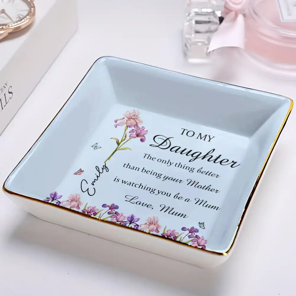 Faux Pressed Birth Flower The Only Thing Better Than Being Your Mother - Personalized Ring Dish - Image 2