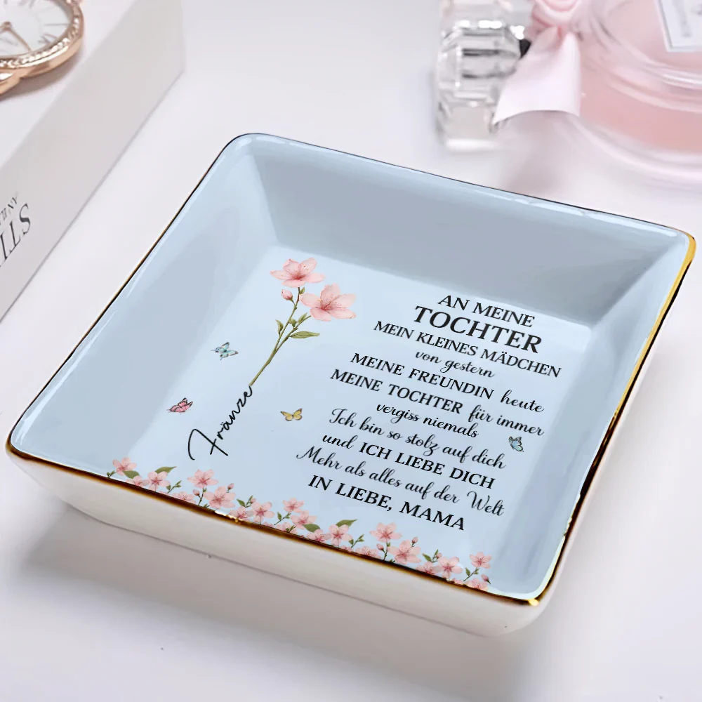 Faux-Pressed Geburtsblume Meine Tochter Für Immer - Personalisierte Schmuckschale - Image 2
