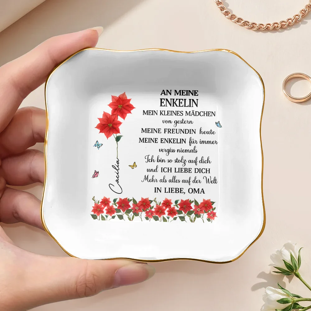 Faux-Pressed Geburtsblume Meine Tochter Für Immer - Personalisierte Schmuckschale - Image 3