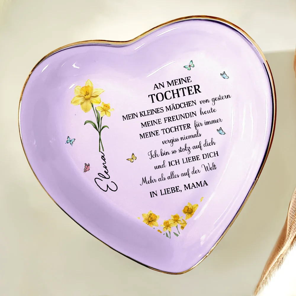 Faux-Pressed Geburtsblume Meine Tochter Für Immer - Personalisierte Schmuckschale - Image 5