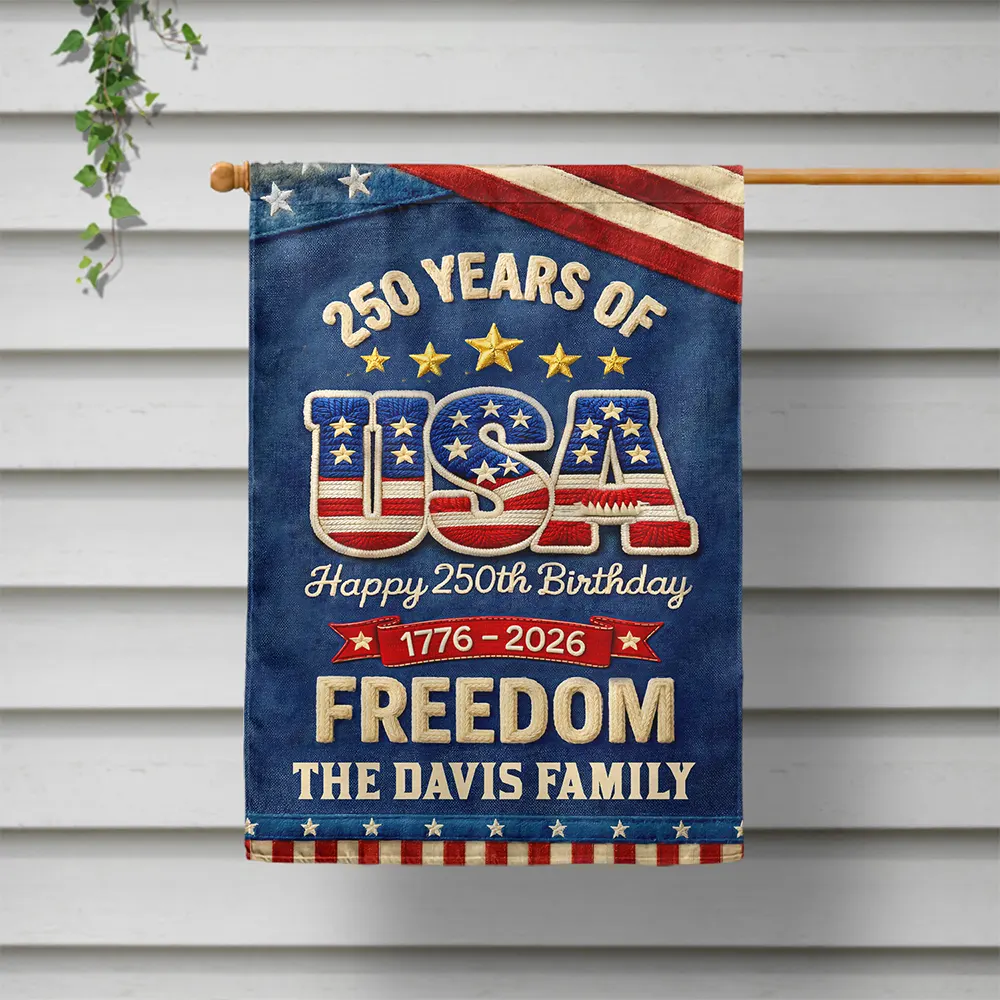 Faux Puff Embroidery Effect Patriotic Eagle 250 Years Of Freedom - Personalized Flag - Image 2