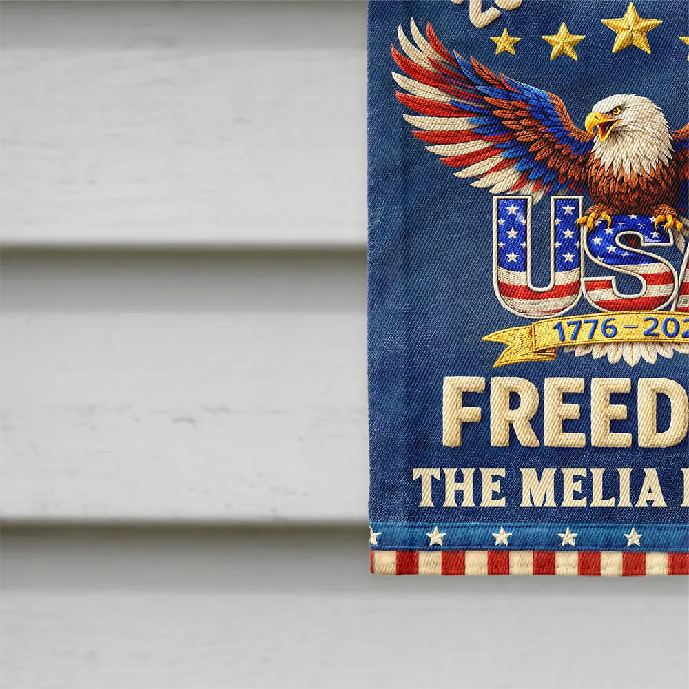 Faux Puff Embroidery Effect Patriotic Eagle 250 Years Of Freedom - Personalized Flag - Image 4