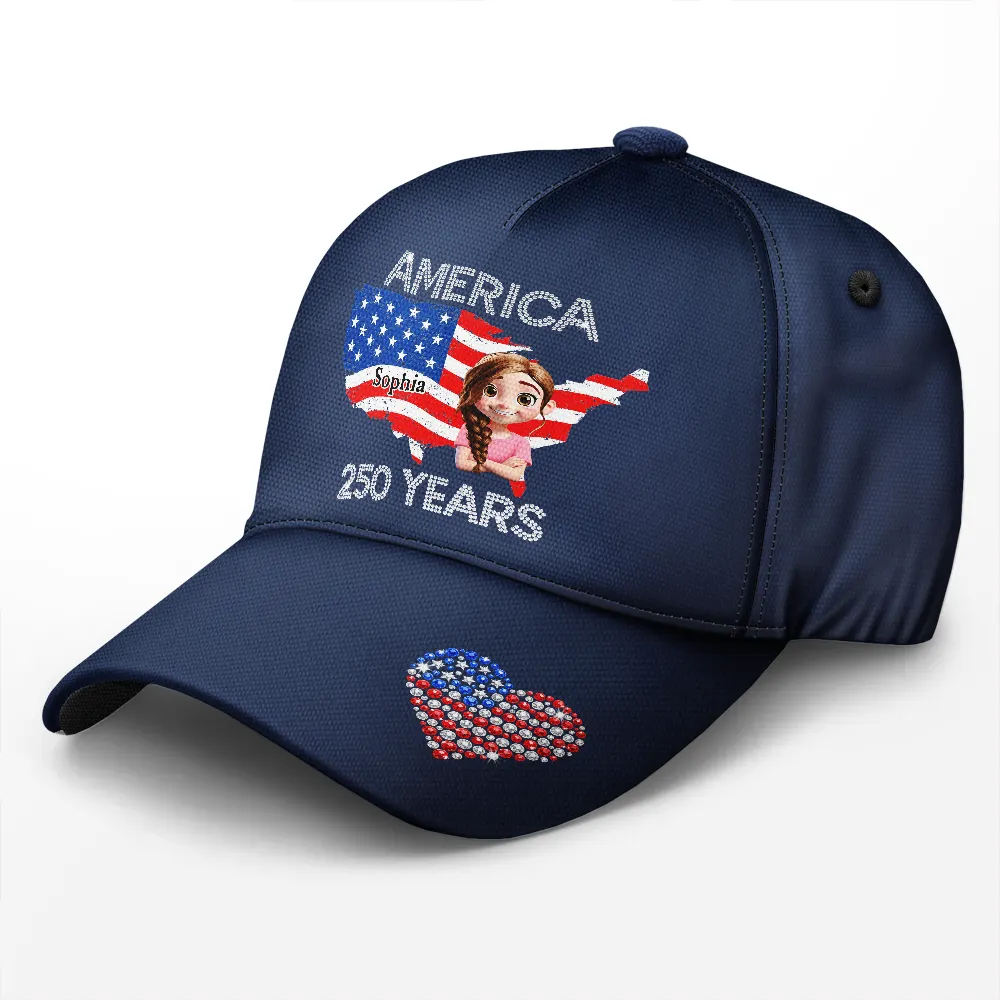 Faux Rhinestone America 250 Years - Personalized Classic Cap - Image 2