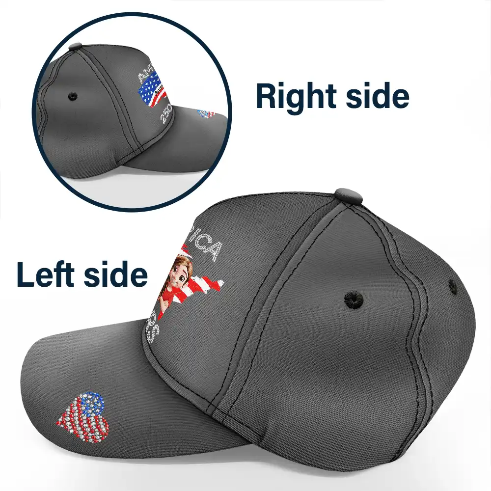 Faux Rhinestone America 250 Years - Personalized Classic Cap - Image 3