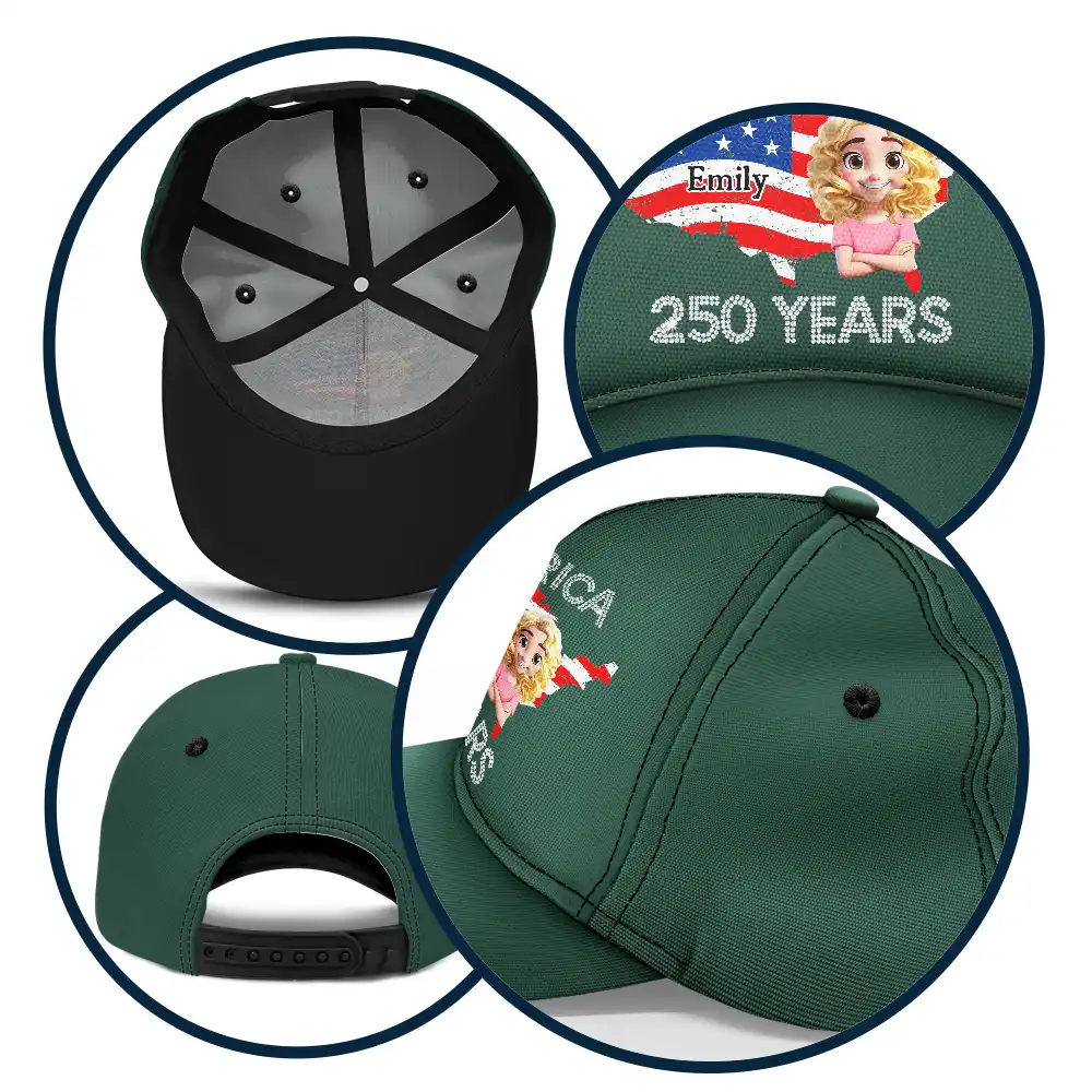 Faux Rhinestone America 250 Years - Personalized Classic Cap - Image 5