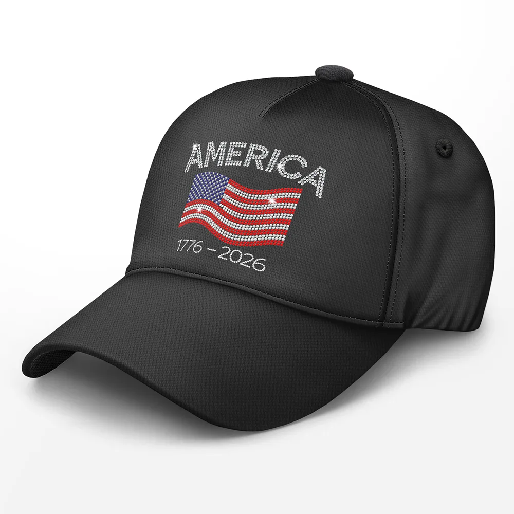 Faux Rhinestone Effect USA Stars And Stripes - Classic Cap - Image 2
