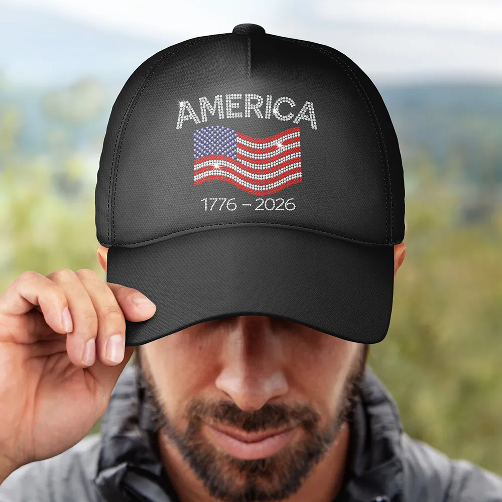 Faux Rhinestone Effect USA Stars And Stripes - Classic Cap - Image 4