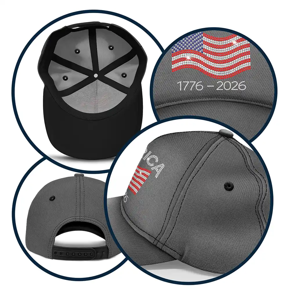 Faux Rhinestone Effect USA Stars And Stripes - Classic Cap - Image 5