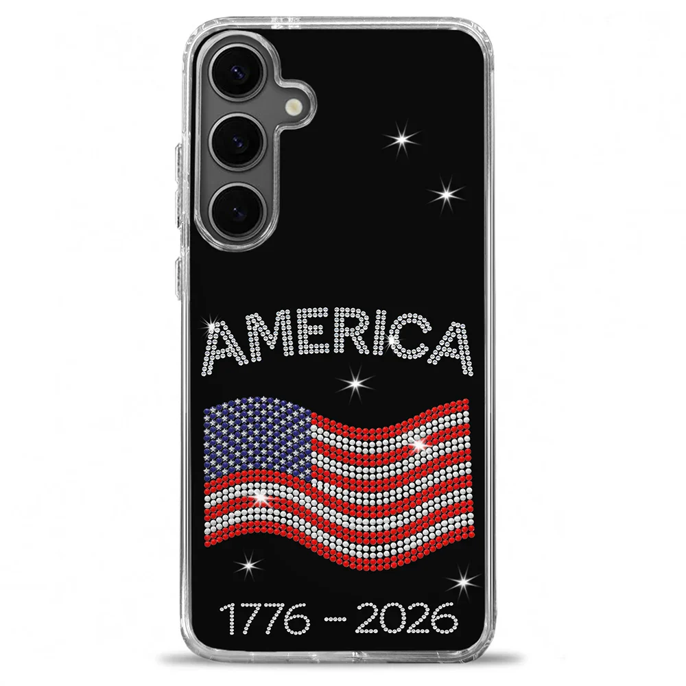Faux Rhinestone Effect USA Stars And Stripes - Clear Phone Case - Image 2