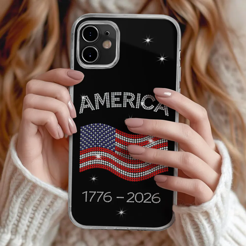 Faux Rhinestone Effect USA Stars And Stripes - Clear Phone Case - Image 3
