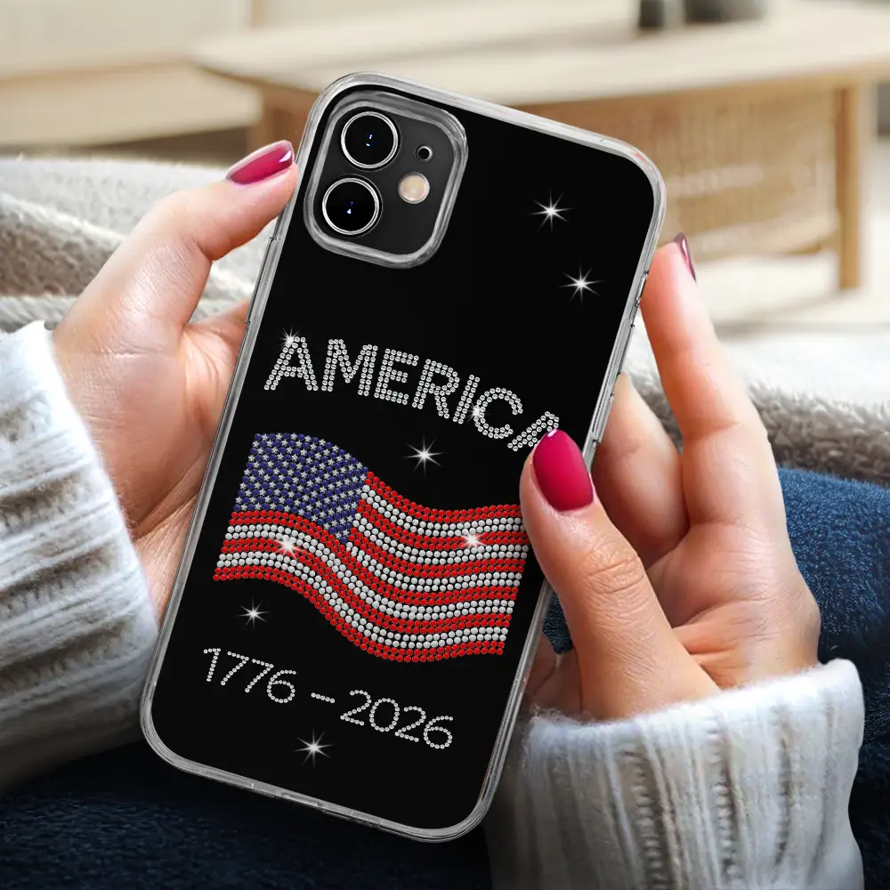 Faux Rhinestone Effect USA Stars And Stripes - Clear Phone Case - Image 4