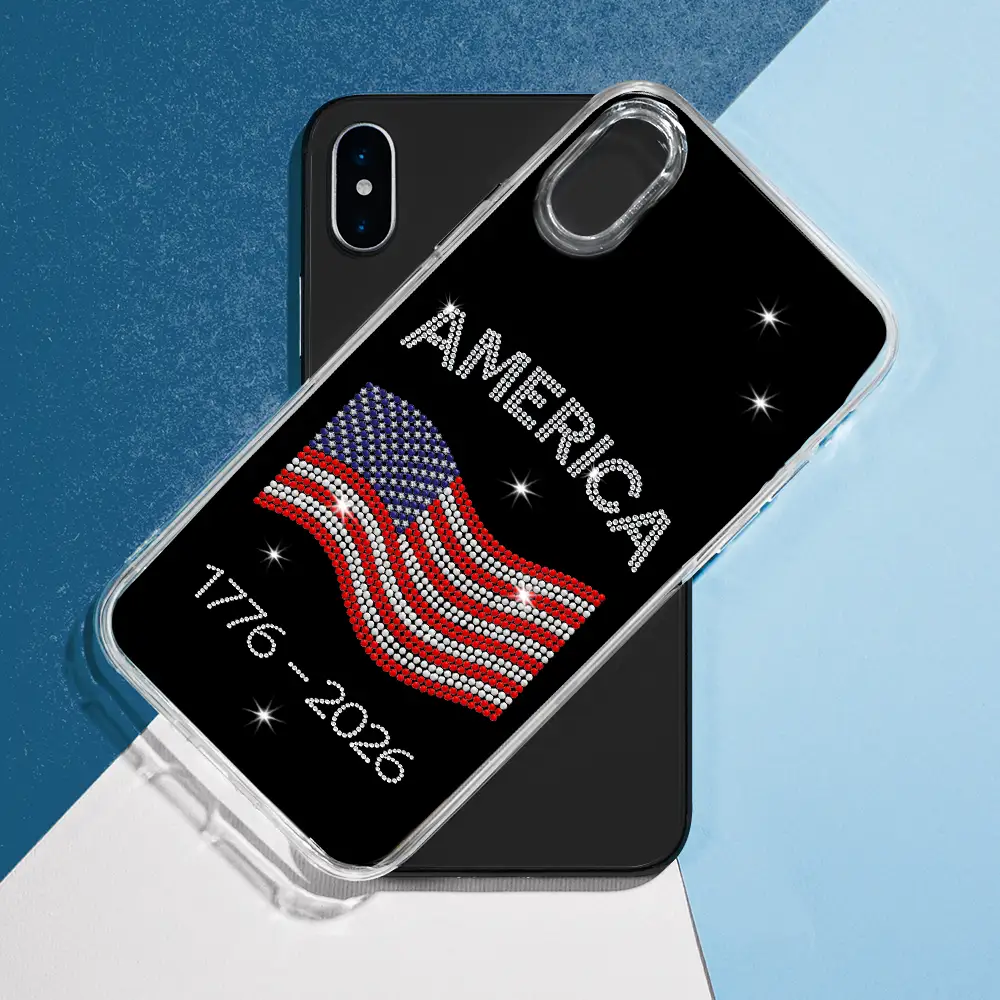 Faux Rhinestone Effect USA Stars And Stripes - Clear Phone Case - Image 8