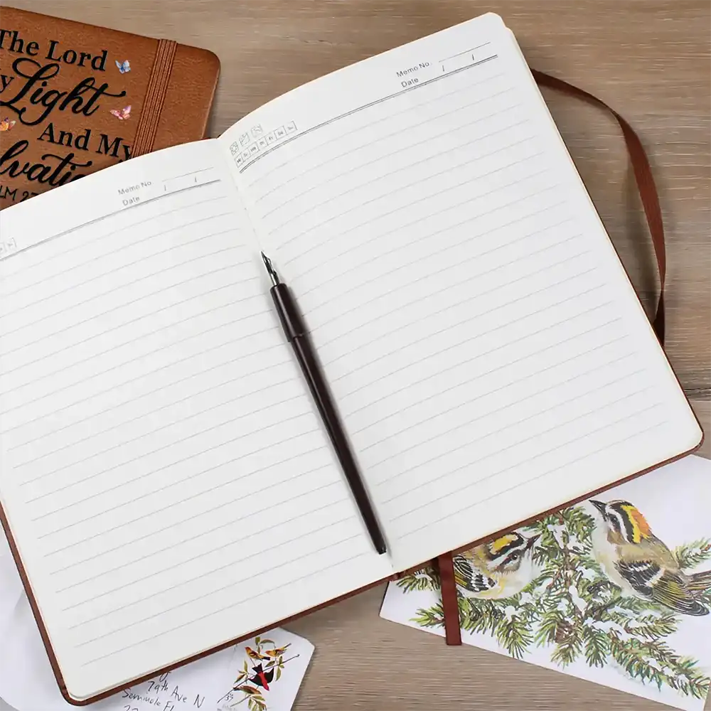 Favorite Bible Verse With Birth Month Flower - Personalized Leather Journal - Image 2