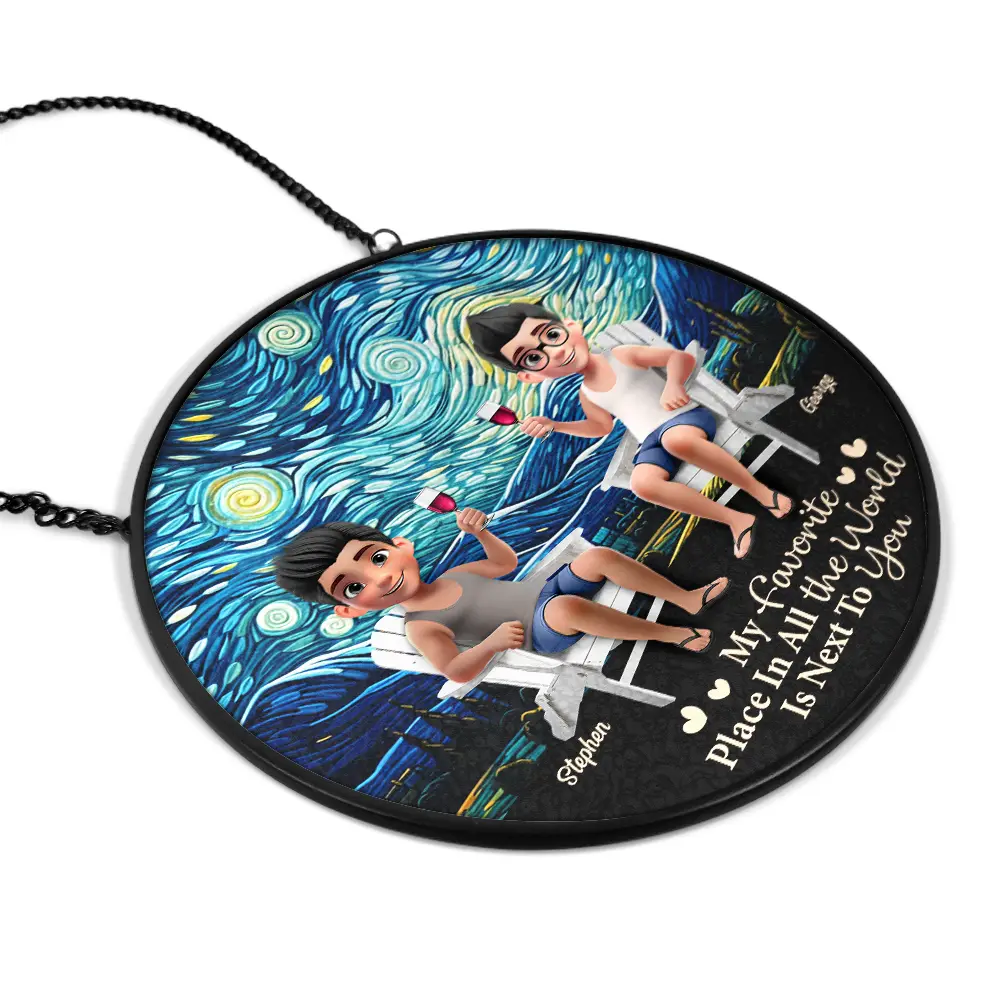 Favorite Place In All The World - Personalized Stained Glass Window Hanging Suncatcher - Image 2
