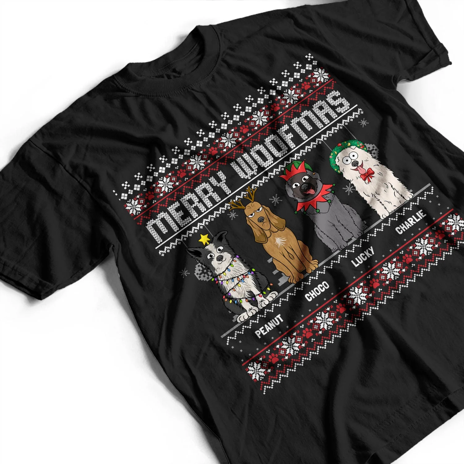 Feliz Navidog Merry Woofmas Funny Cartoon Dogs - Christmas Gift For Dog Lovers - Personalized Sweatshirt - Image 3