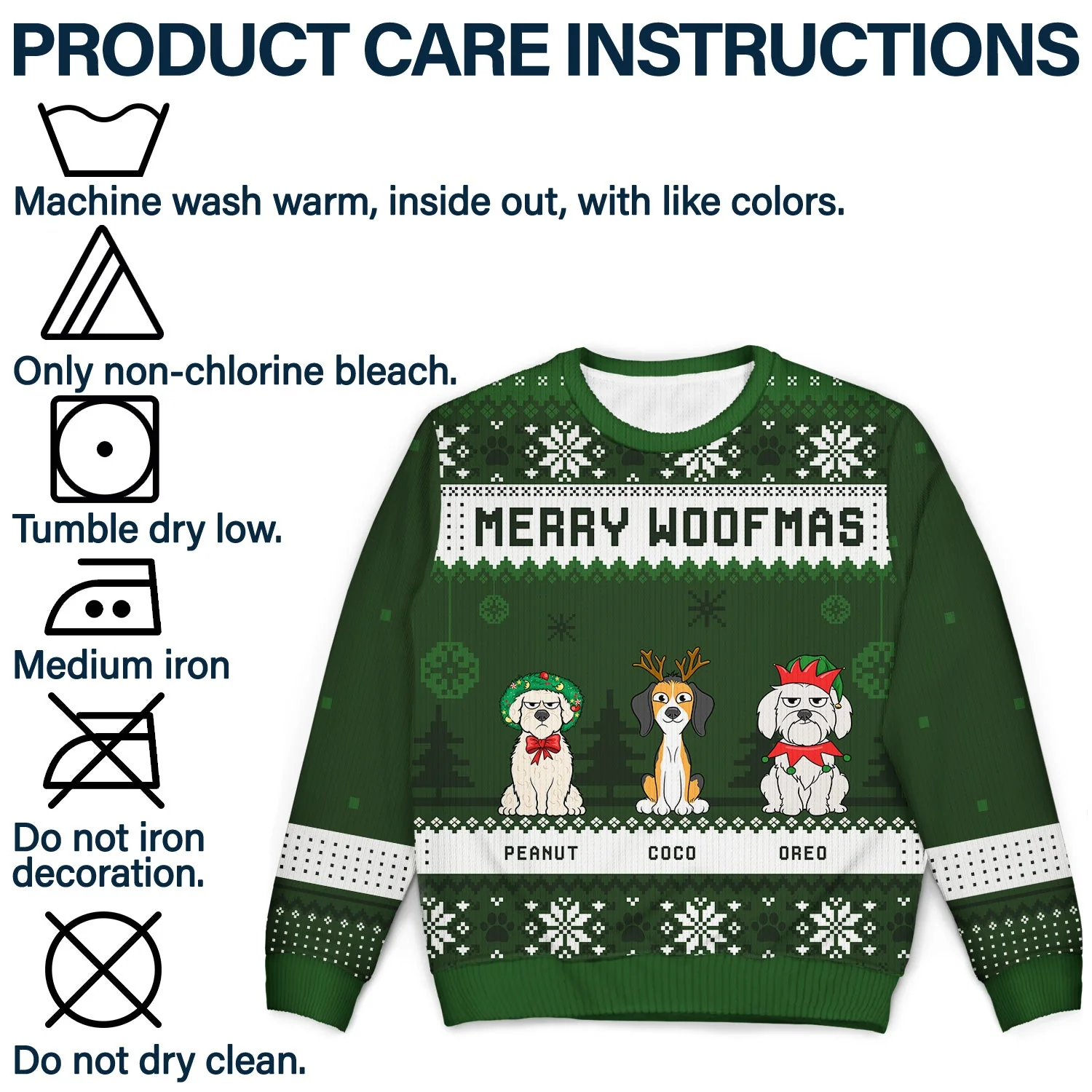 Feliz Navidog Merry Woofmas Funny Cartoon Dogs - Christmas Gift For Dog Lovers - Personalized Unisex Ugly Sweater - Image 7