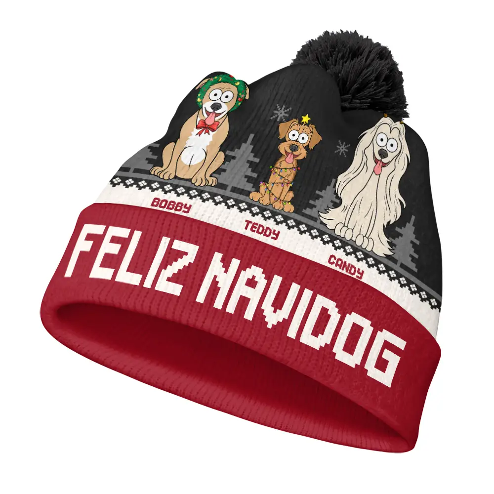 Feliz Navidog - Personalized Bobble Beanie Hat - Image 2