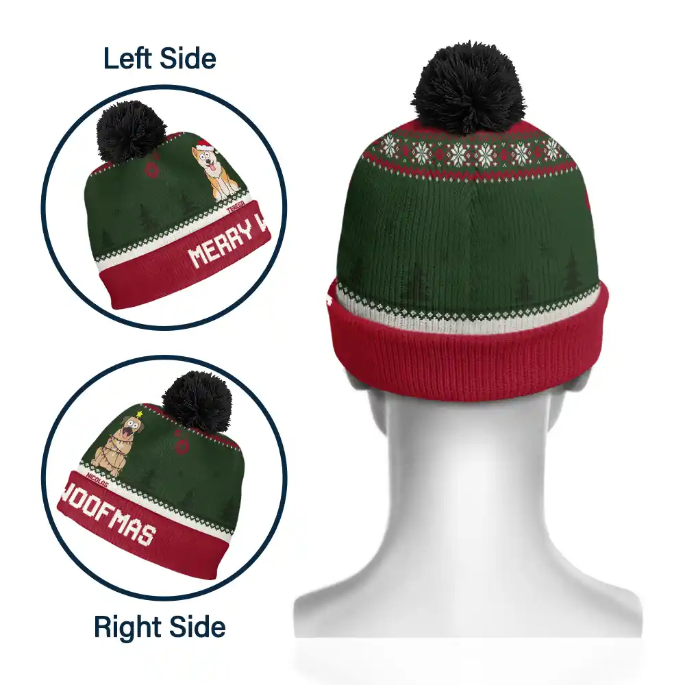 Feliz Navidog - Personalized Bobble Beanie Hat - Image 3