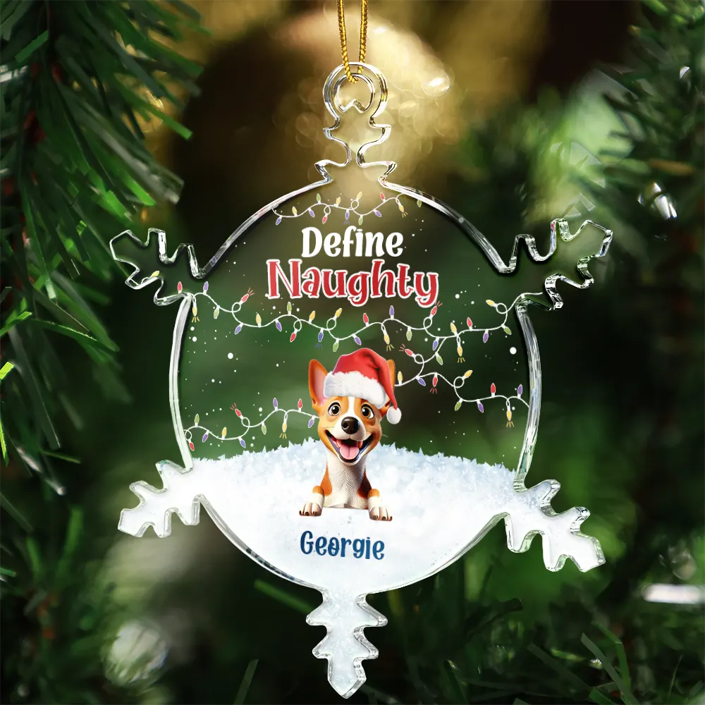 Feliz Navidog - Personalized Snowflakes Shaped Glass Ornament - Image 3
