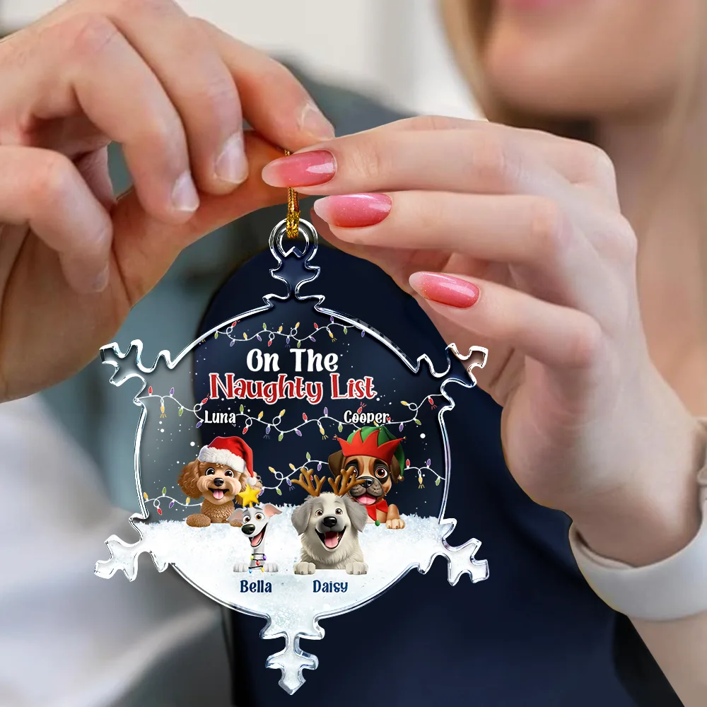 Feliz Navidog - Personalized Snowflakes Shaped Glass Ornament - Image 4