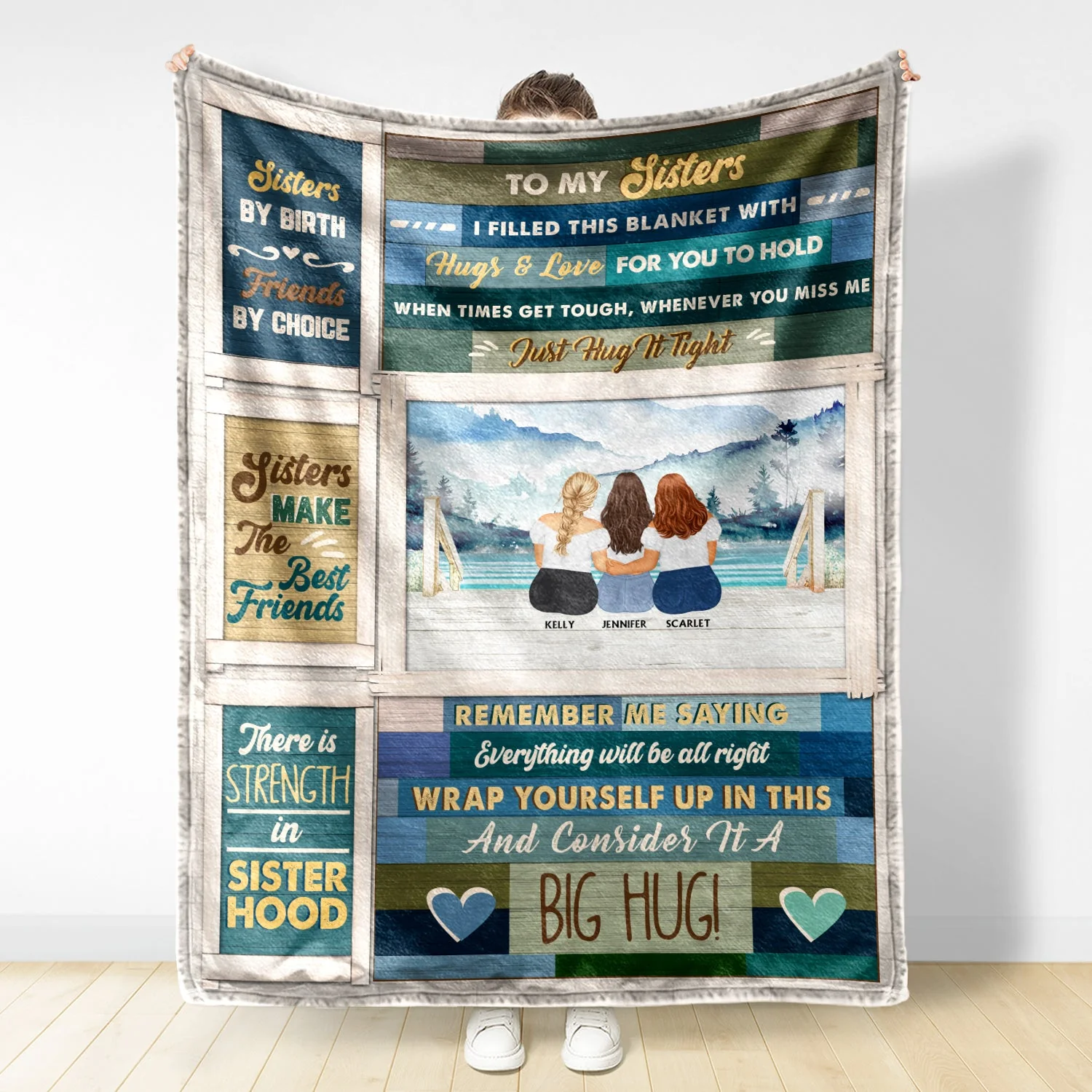 Filled This Blanket With Hugs And Love - Gift For Sisters - Personalized Custom Fleece Blanket - Image 2