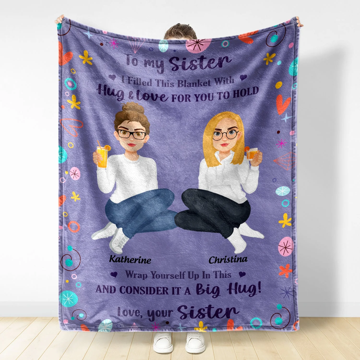 Filled This Blanket With Hugs And Love - Gift For Sisters, Siblings - Personalized Fleece Blanket - Image 2