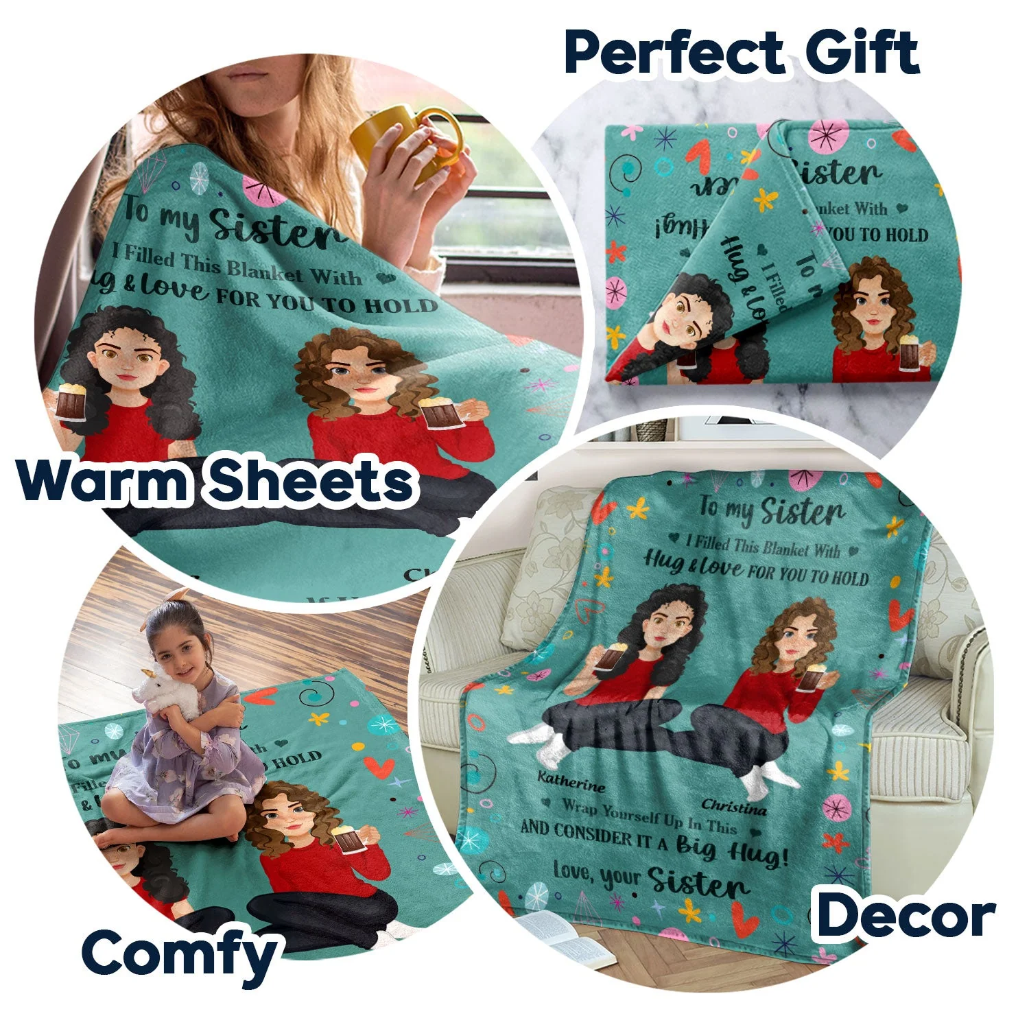 Filled This Blanket With Hugs And Love - Gift For Sisters, Siblings - Personalized Fleece Blanket - Image 6