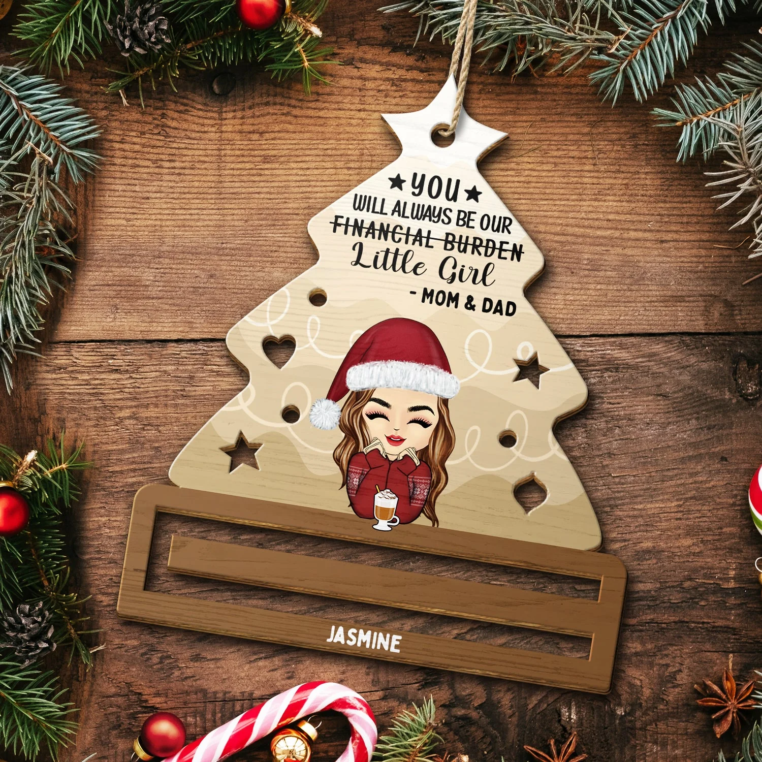 Financial Burden - Christmas Gift For Son Daughter - Personalized Wooden Cutout Ornament, Money Holder Ornament - Image 5