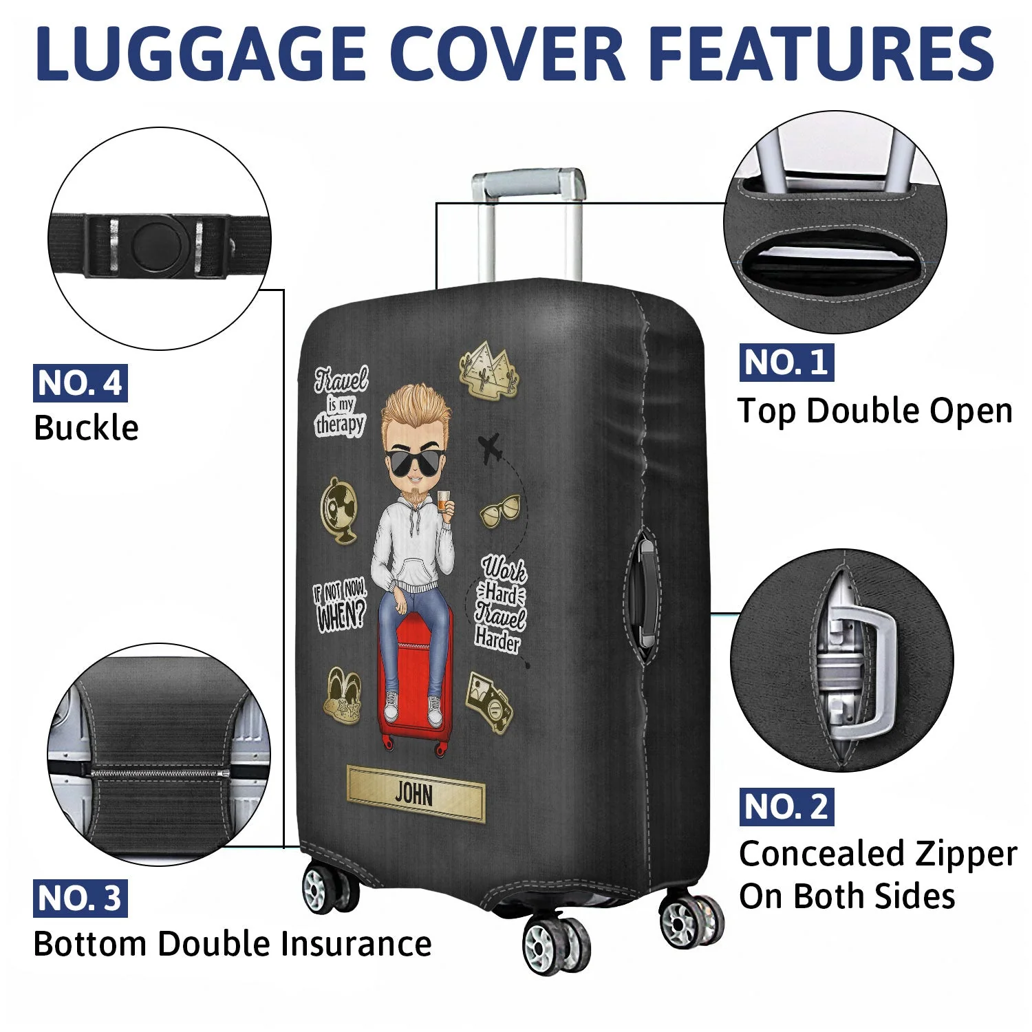 Find What You Love And Let It Save You - Birthday Gift For Him, Her, Traveling, Vacation Lovers - Personalized Custom Luggage Cover - Image 4