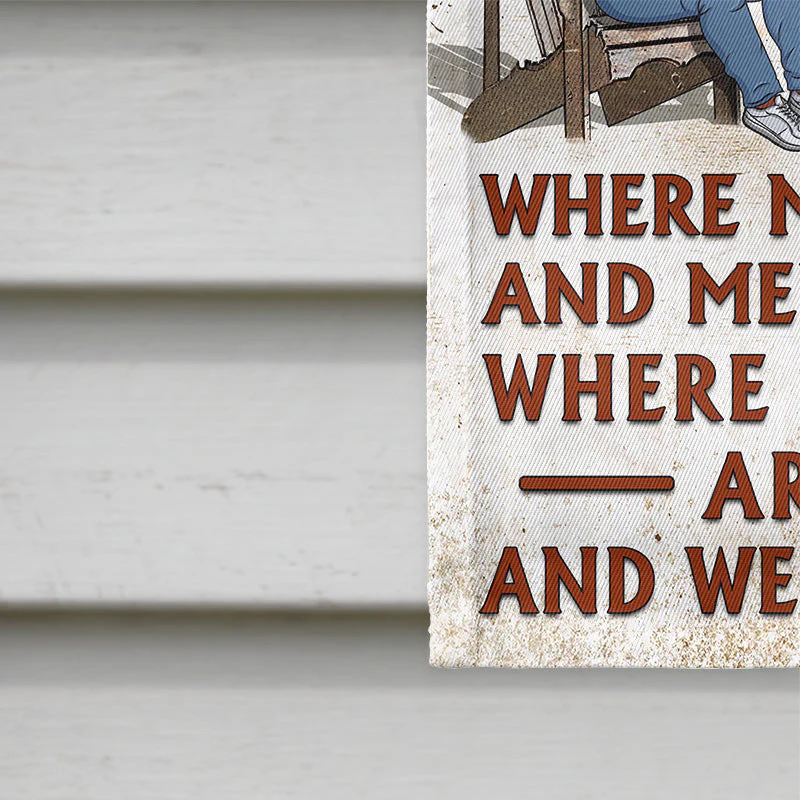 Fire Pit Where Music Gets Played Husband Wife Camping Couple - Personalized Custom Flag - Image 4