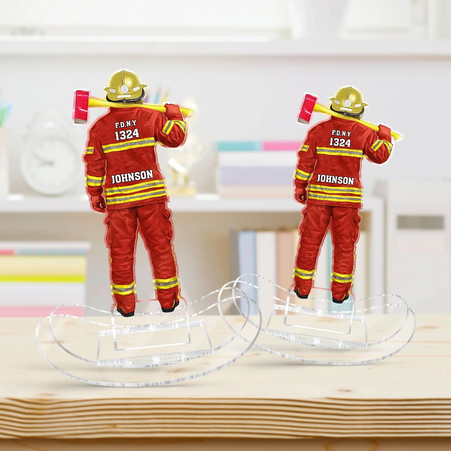 Firefighter Uniform - Gift For Firefighter - Personalized Acrylic Shaking Stand - Image 3