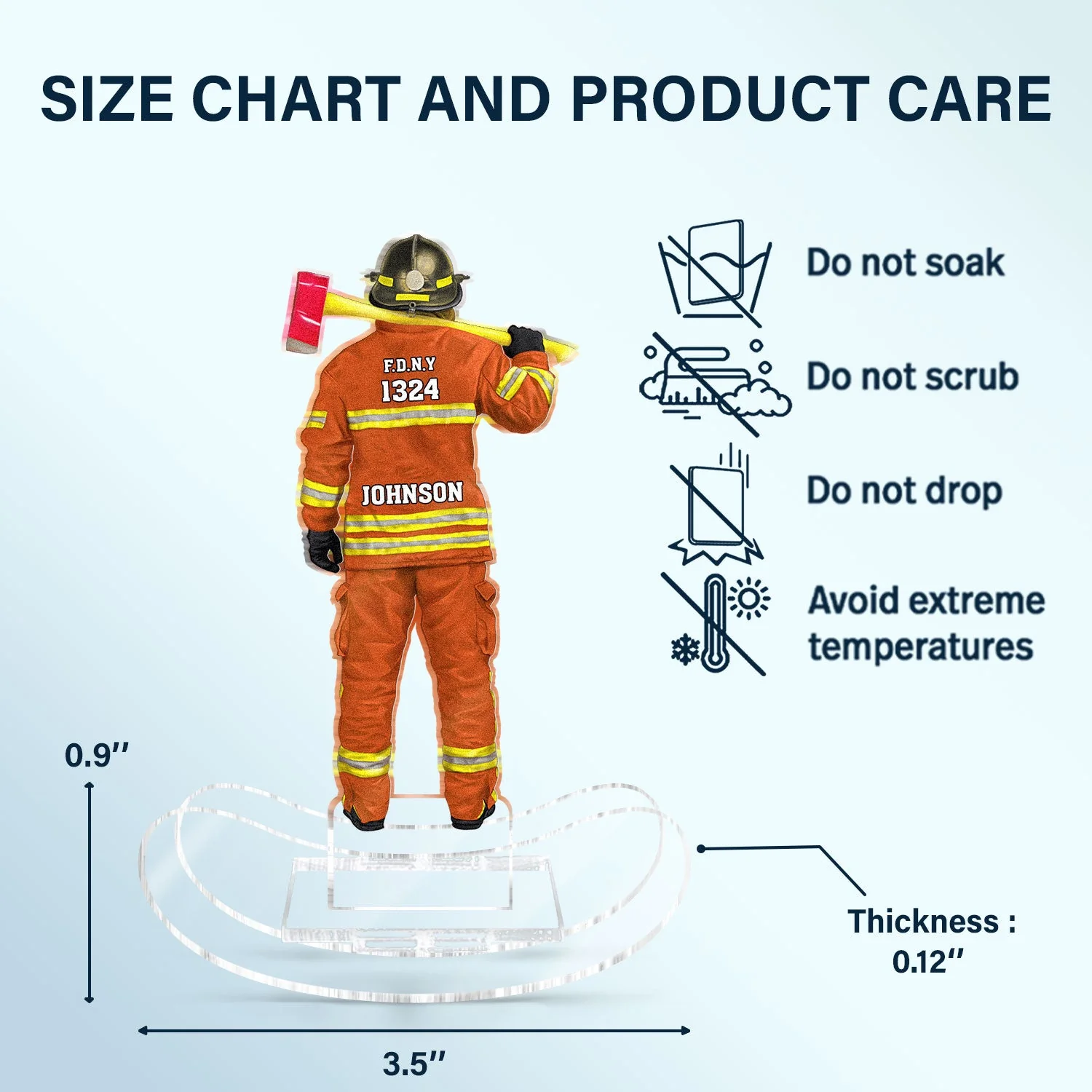 Firefighter Uniform - Gift For Firefighter - Personalized Acrylic Shaking Stand - Image 5