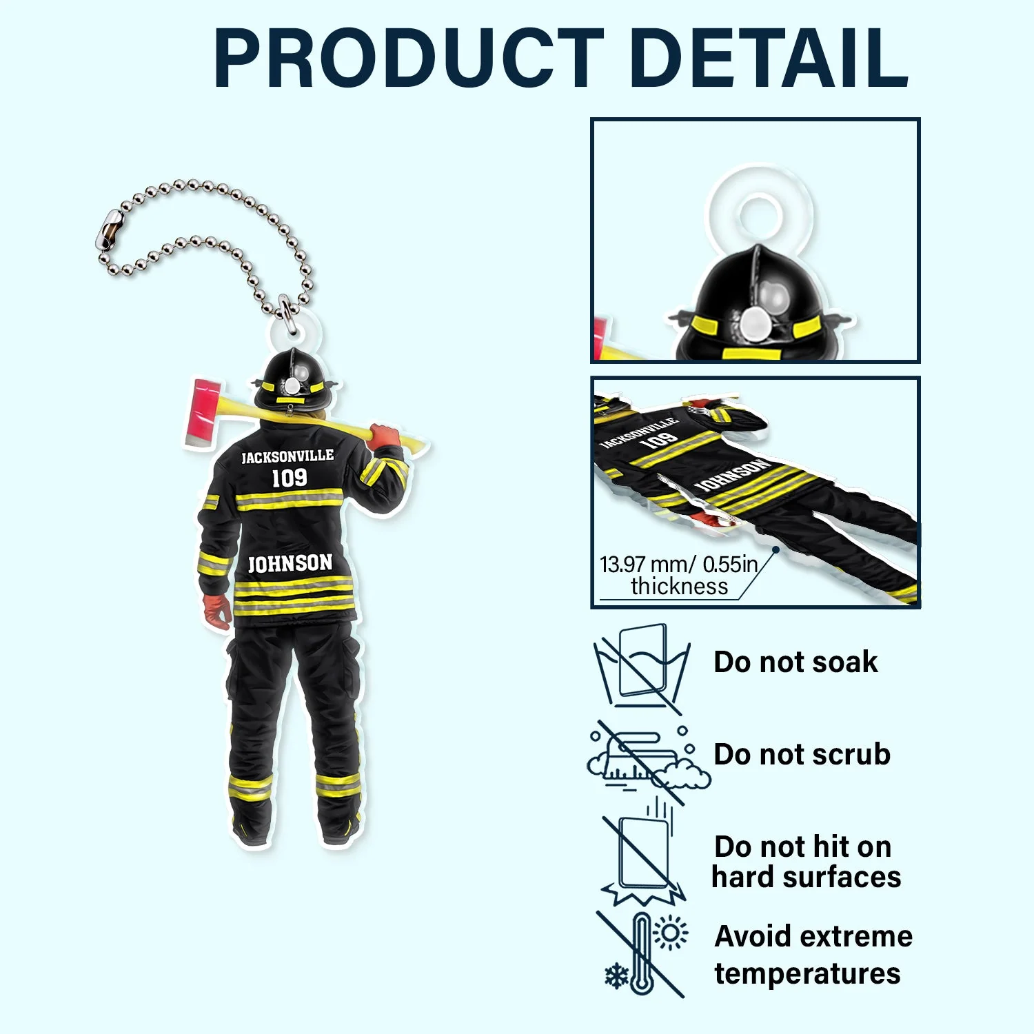 Firefighter Uniform - Gift For Firefighters - Personalized Acrylic Car Hanger - Image 5