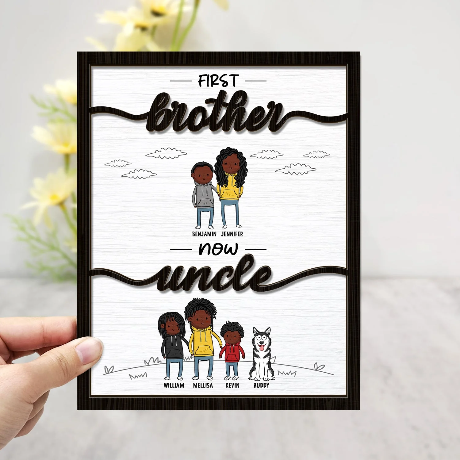 First Brother Now Uncle - Gift For Uncle - Personalized 2-Layered Wooden Plaque With Stand - Image 3