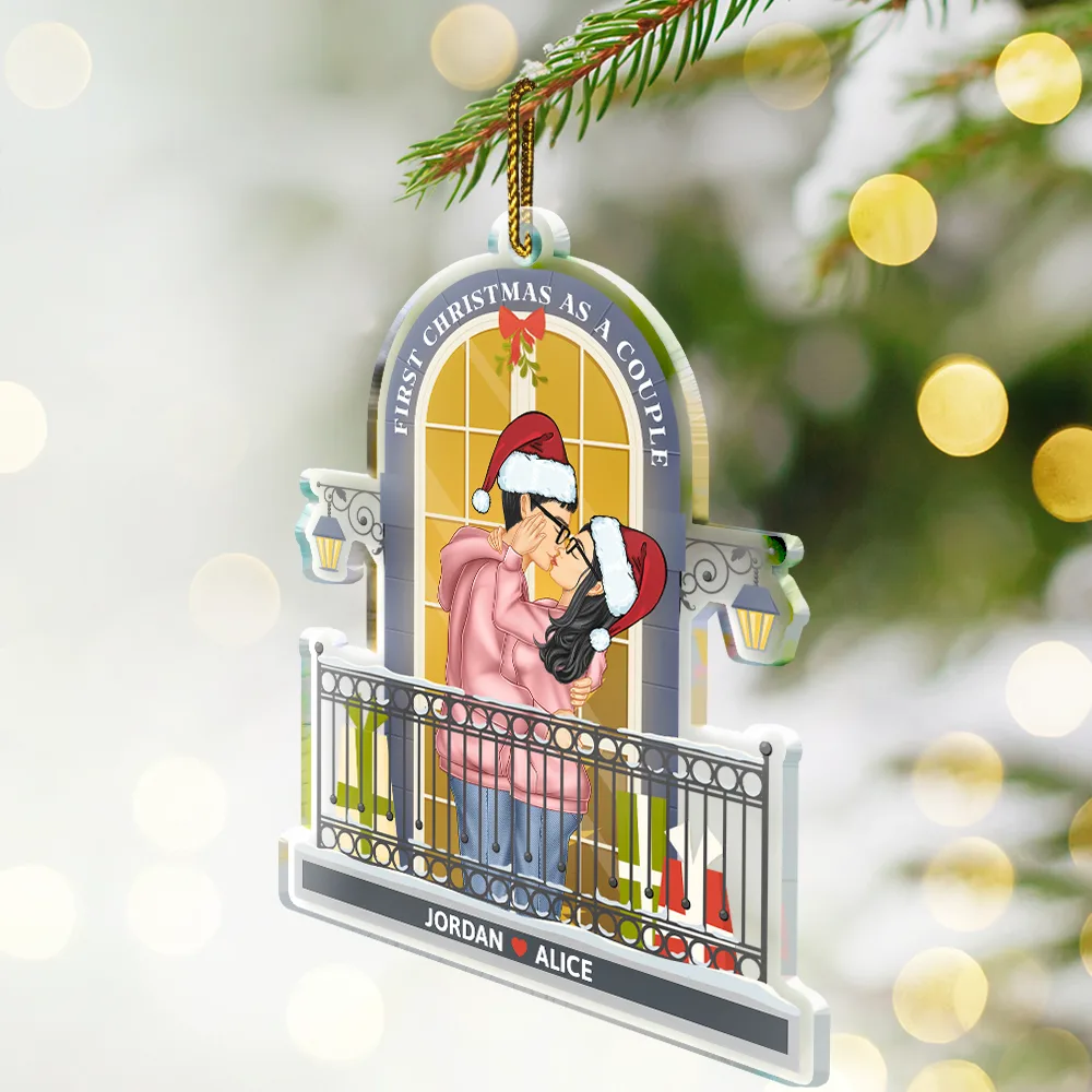 First Christmas As A Couple - Personalized Custom Shaped Acrylic Ornament - Image 2