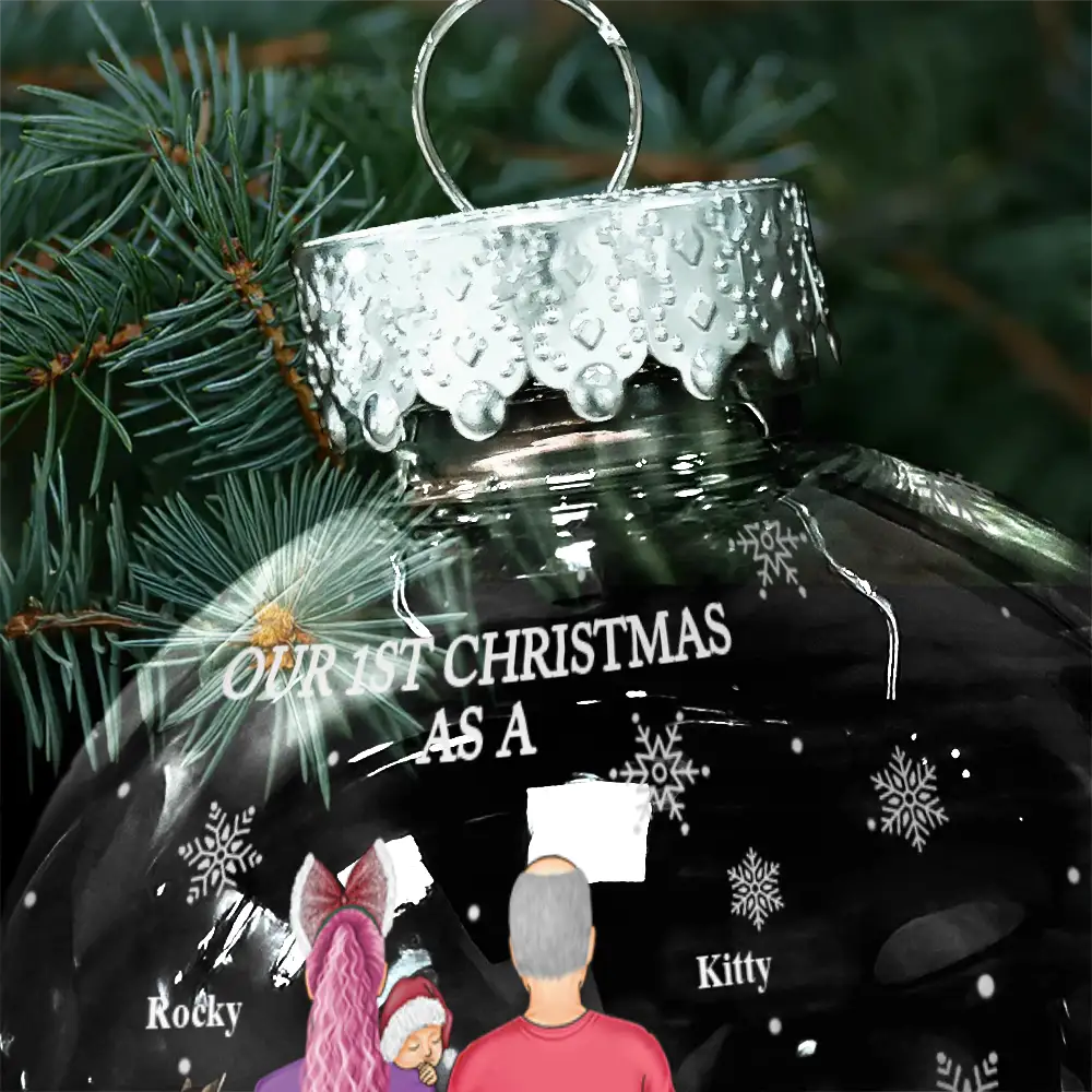 First Christmas As A Family Of Three New Parents - Personalized Ball Ornament - Image 5