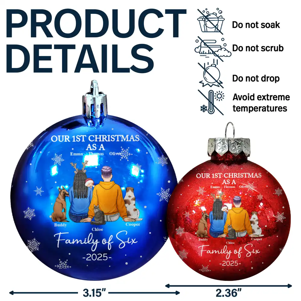 First Christmas As A Family Of Three New Parents - Personalized Ball Ornament - Image 7