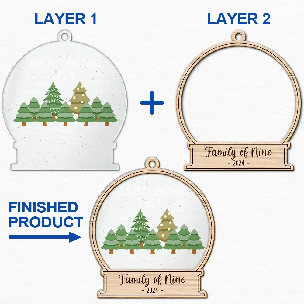 First Christmas As A Family Of Three - Personalized 2-Layered Mix Ornament - Image 3