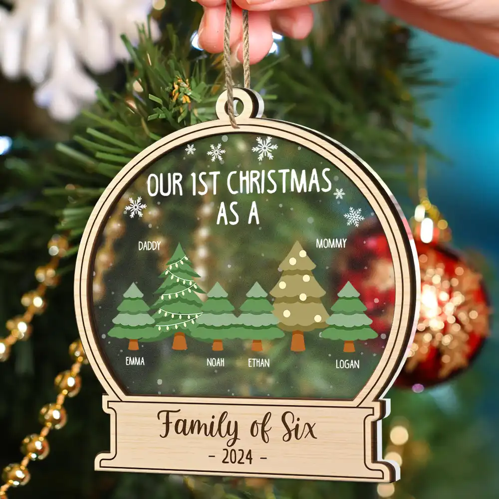 First Christmas As A Family Of Three - Personalized 2-Layered Mix Ornament - Image 6