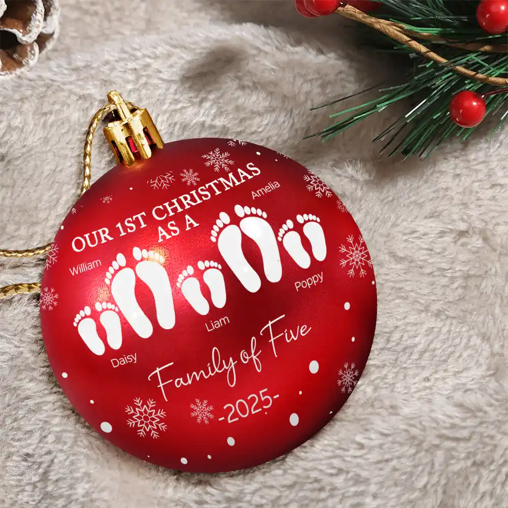 First Christmas As A Family - Personalized Ball Ornament - Image 3