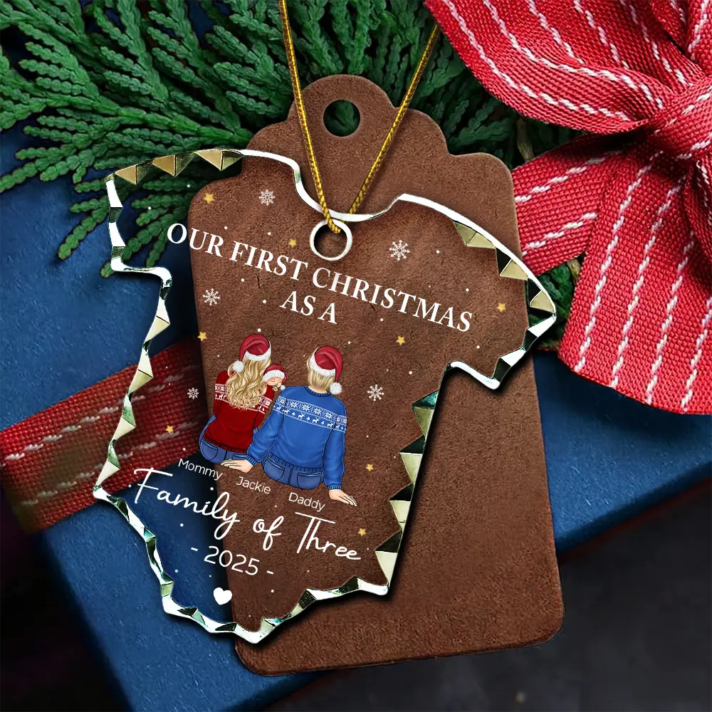 First Christmas As A Family - Personalized Onesie Shaped Glass Ornament - Image 5
