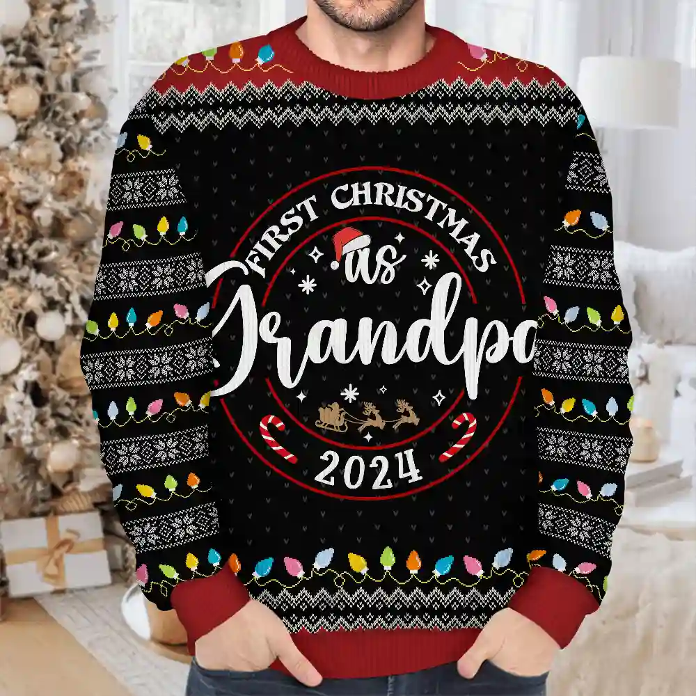 First Christmas As Christmas Family - Personalized Unisex Ugly Sweater - Image 4
