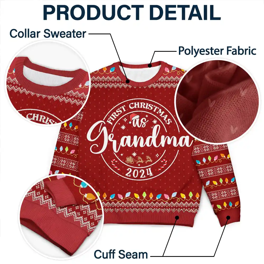 First Christmas As Christmas Family - Personalized Unisex Ugly Sweater - Image 6