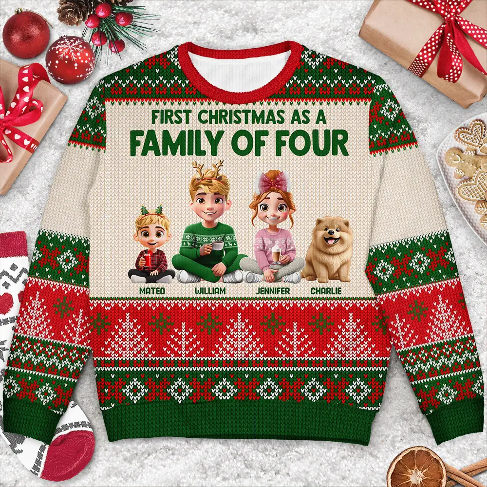 First Christmas As Family - Personalized Unisex Ugly Sweater - Image 3