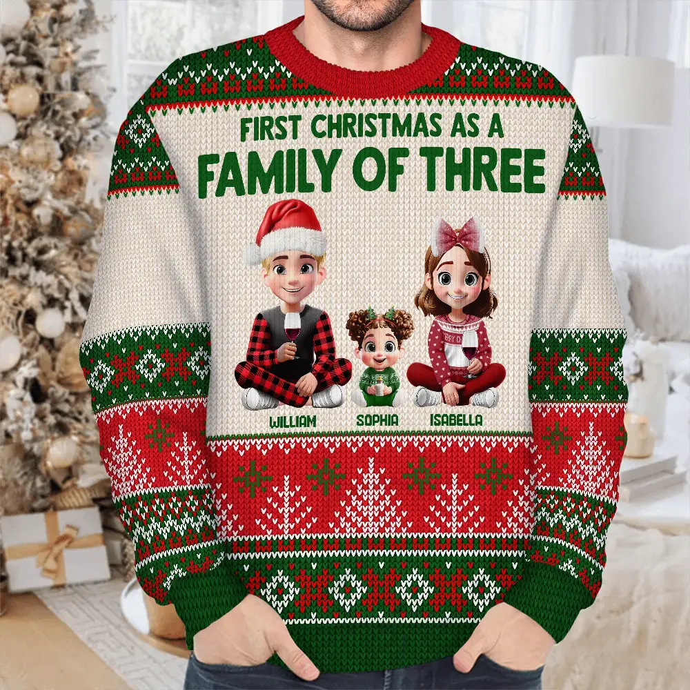 First Christmas As Family - Personalized Unisex Ugly Sweater - Image 4