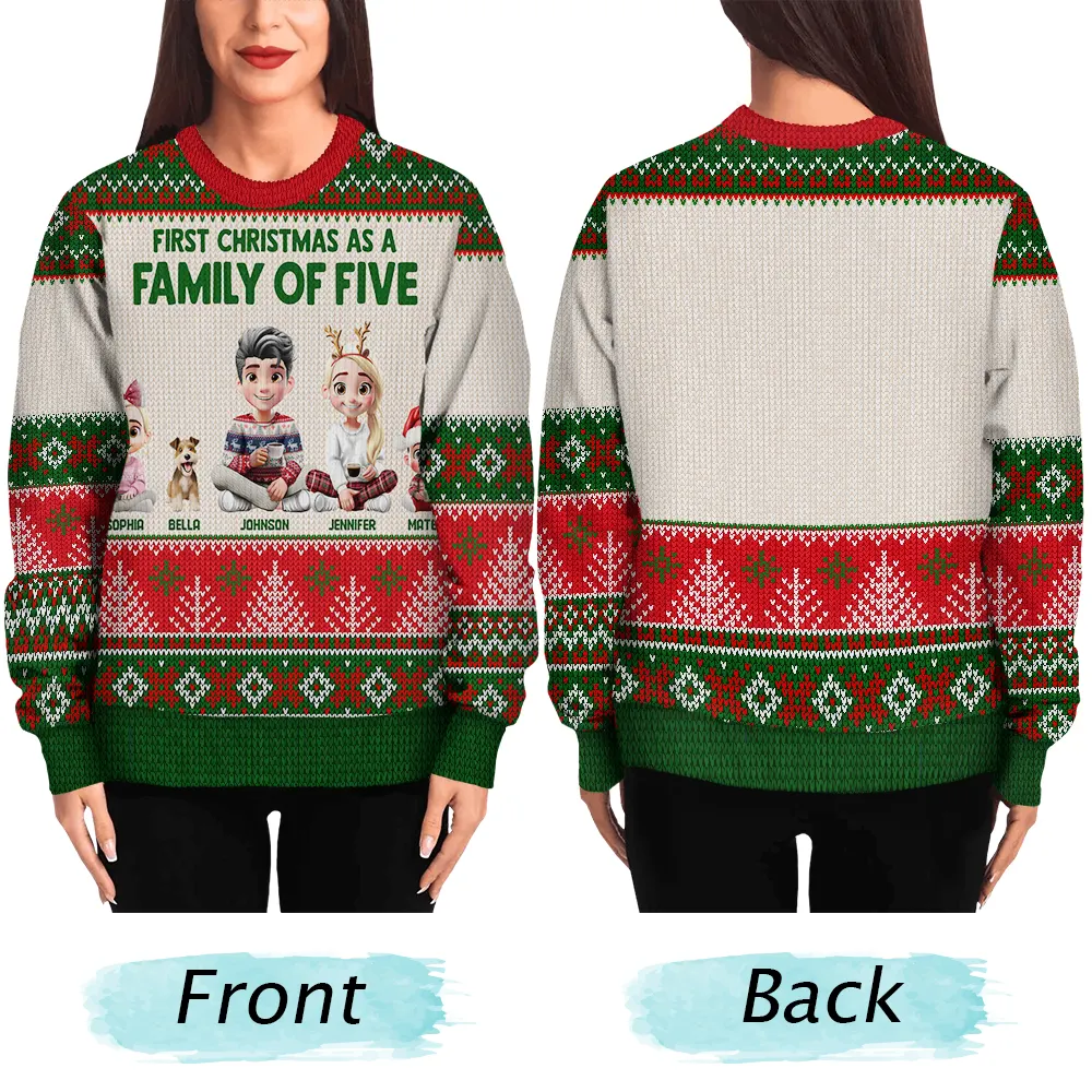 First Christmas As Family - Personalized Unisex Ugly Sweater - Image 5