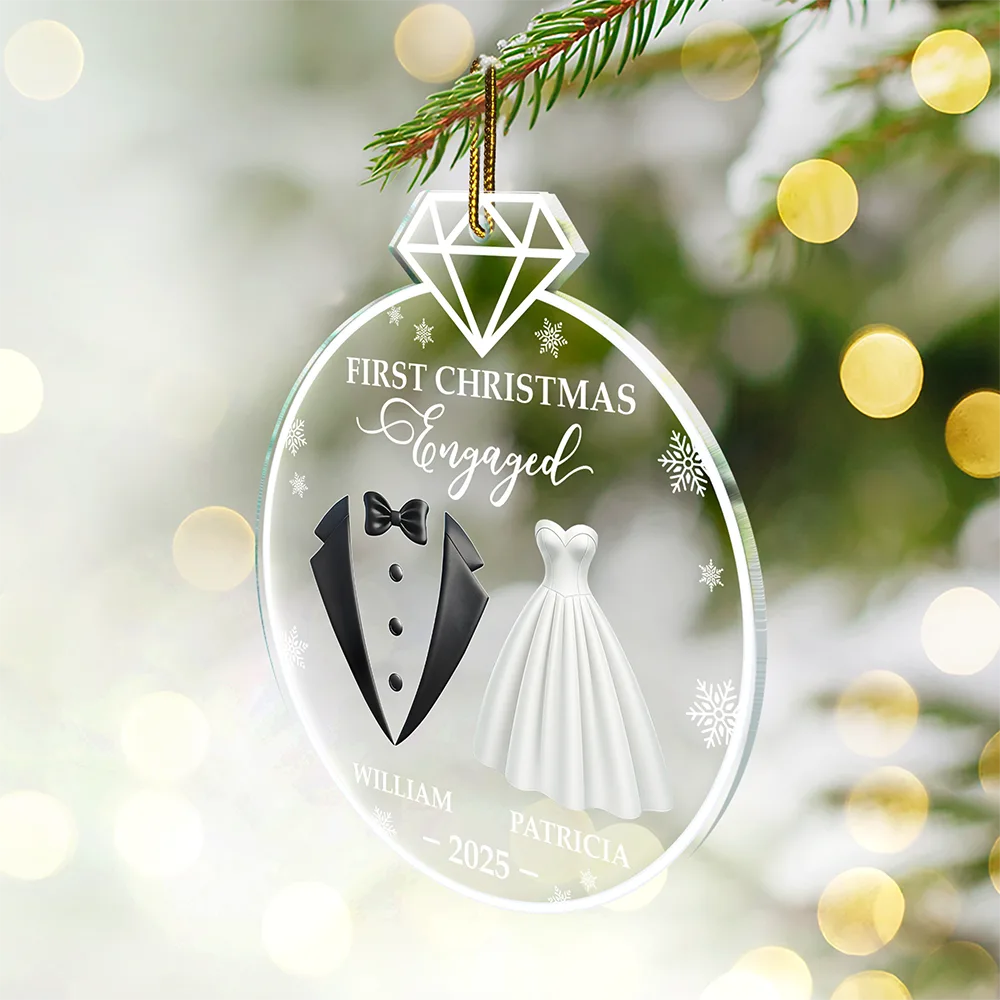 First Christmas As Married Bride Groom Couples - Personalized Custom Shaped Acrylic Ornament - Image 2