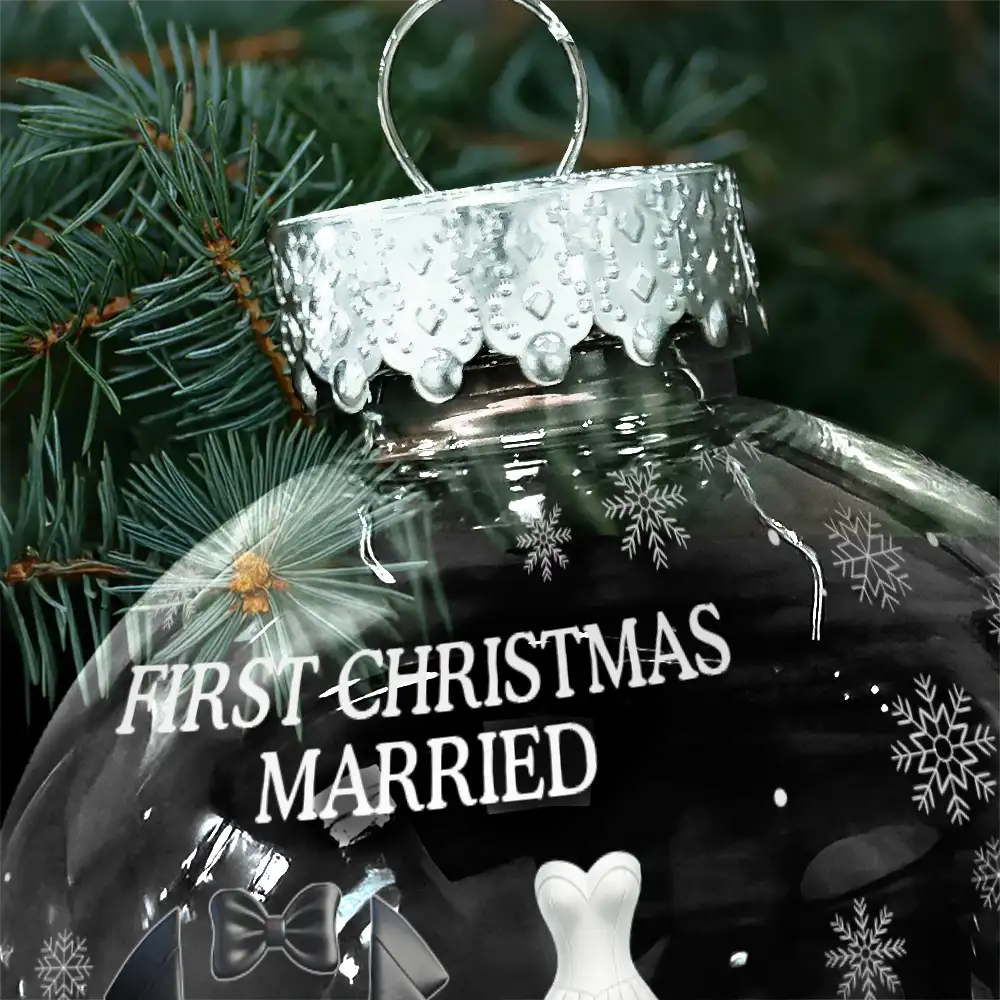 First Christmas As Married Couples - Personalized Ball Ornament - Image 5