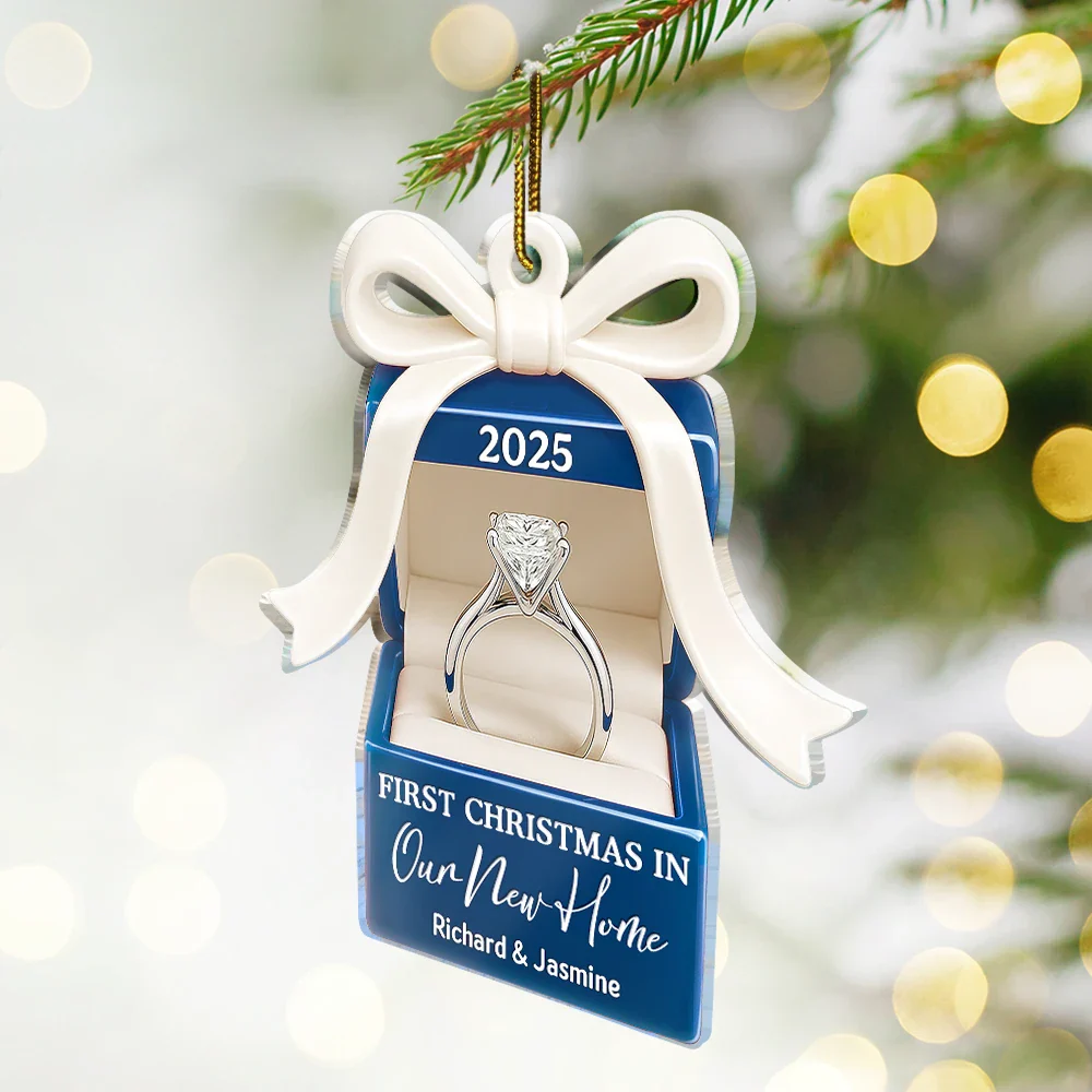 First Christmas As Mr. & Mrs. - Personalized Custom Shaped Acrylic Ornament - Image 2