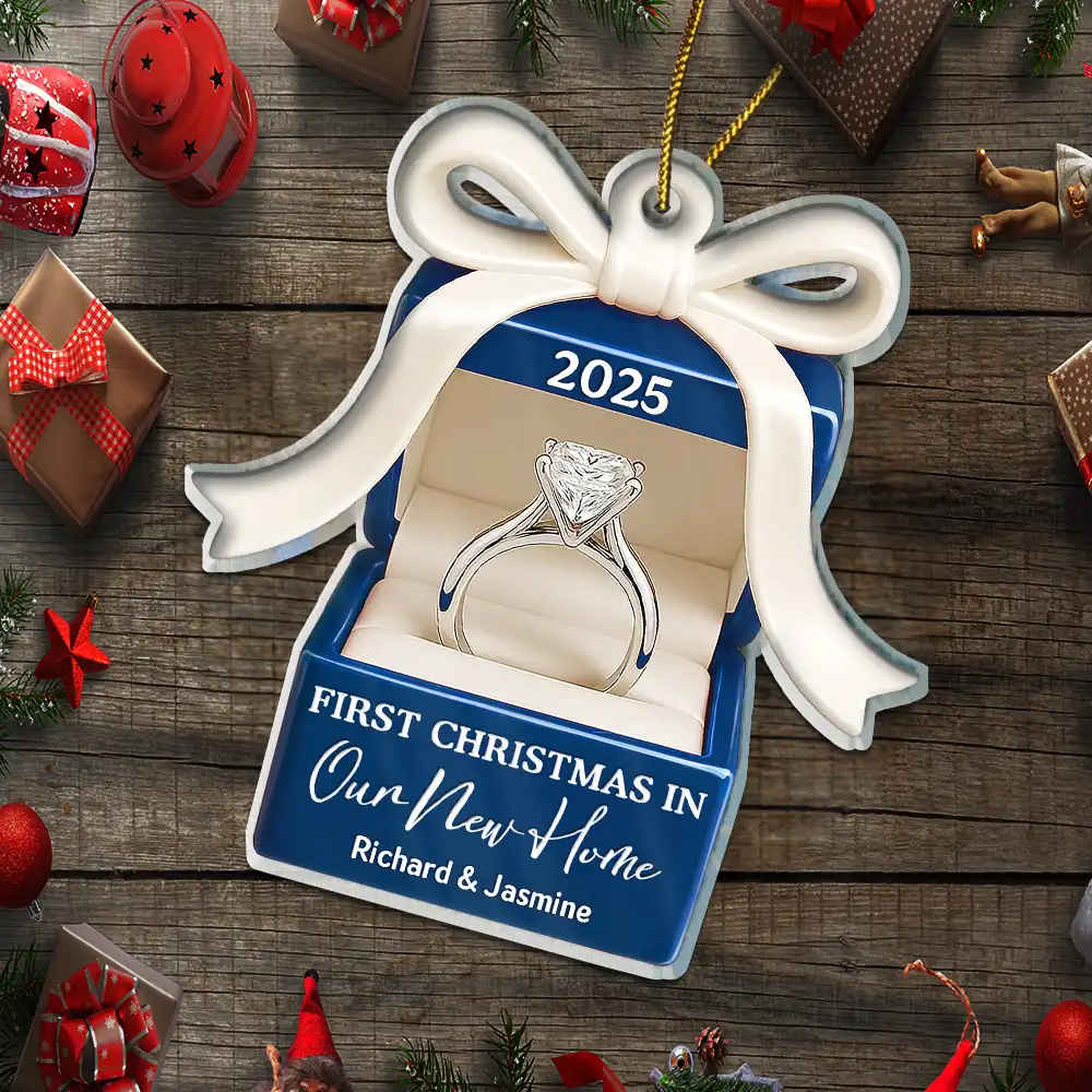 First Christmas As Mr. & Mrs. - Personalized Custom Shaped Acrylic Ornament - Image 5